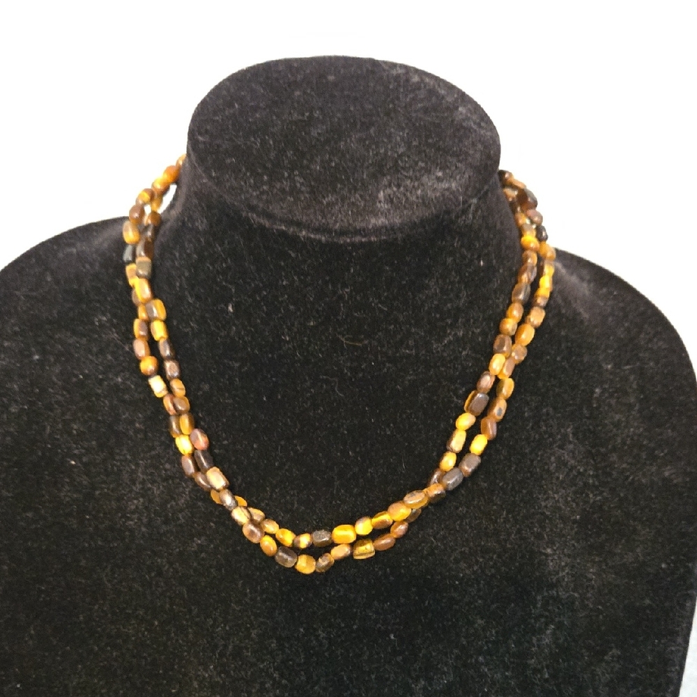 DRT Multi-strand beaded necklace made of tiger's eye stone. 16"